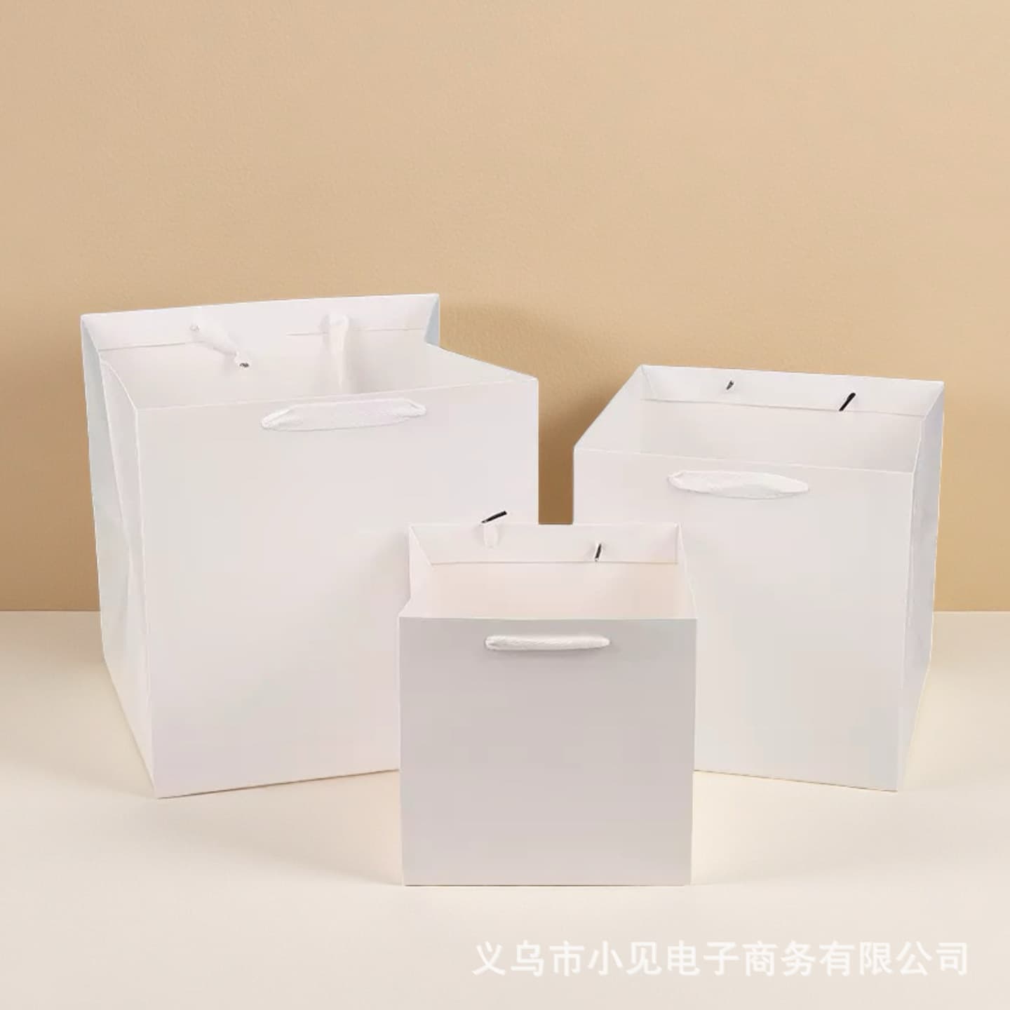 Valentine's Day Large Square Floral Paper Bag Handheld Rope Flower Shop Gift Bag with Extended Handle for Fresh Flowers