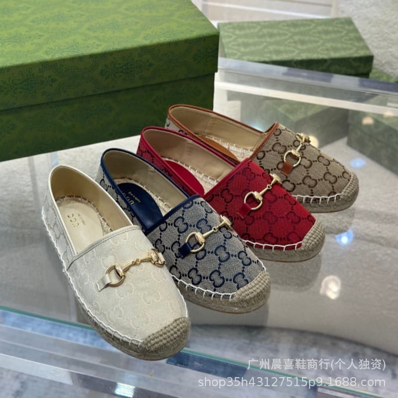G's Horsebit Summer New Straw Fisherman Shoes Slip-on Lazy Flat Genuine Leather Versatile Casual Shoes for Women