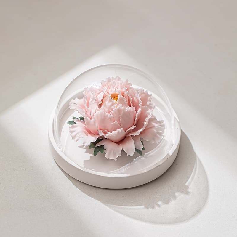 Dehua Hand-Sculpted Peony Ceramic Decoration, Living Room Office Gift, Car Aromatherapy Diffuser Incense Holder