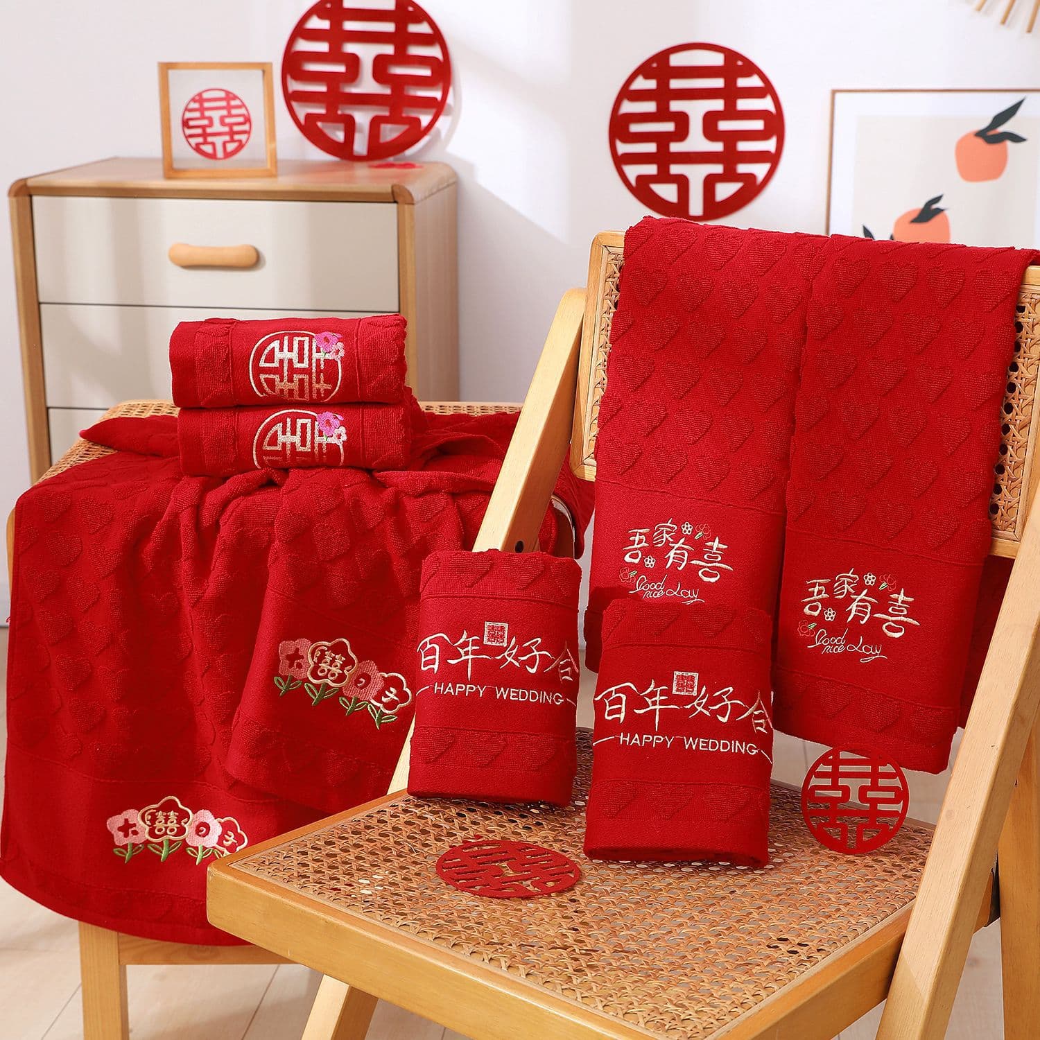 Burgundy thick cotton wedding towels, perfect for wedding favors and dowry gifts.