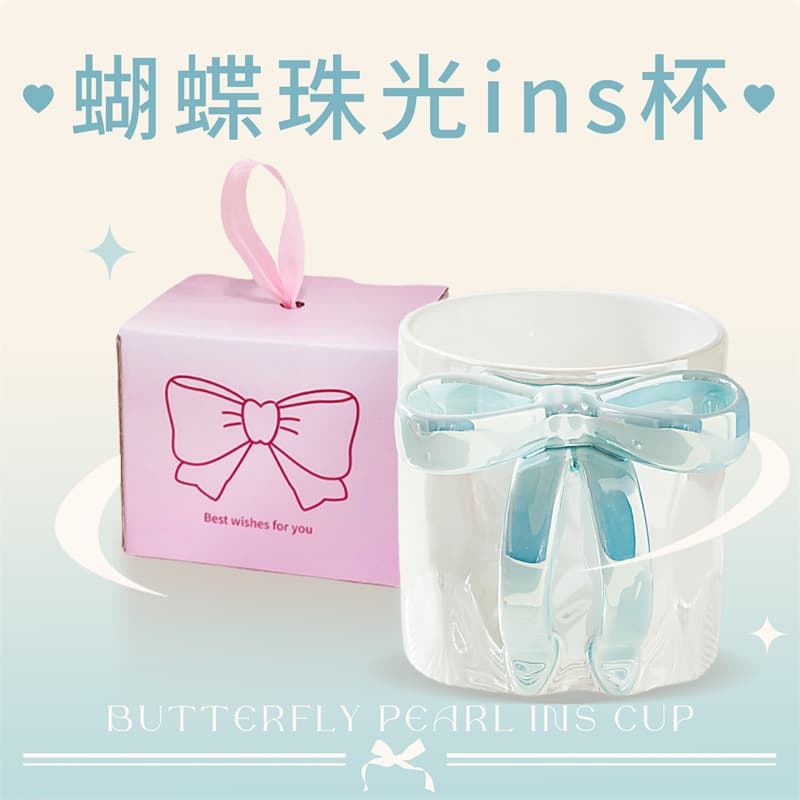 Creative Butterfly Knot Ceramic Mugs Female High Aesthetic Value Girl Heart Cross-Border 3D Cute Style Home Use Mugs