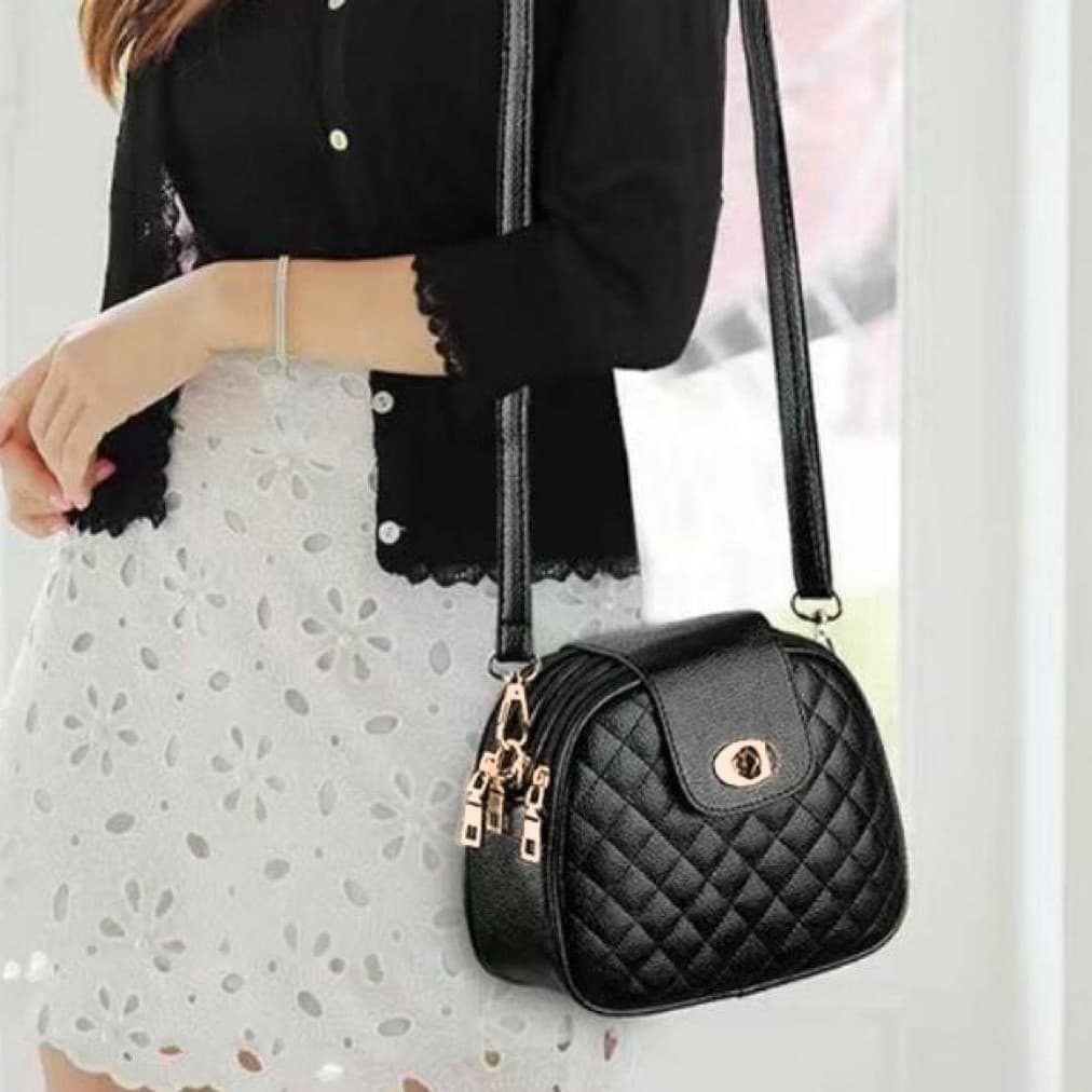 Three-layer Diamond Pattern 2025 Fashion Women's Crossbody Bag Classic Handbag Spring Summer Shoulder Bag Black Mini Bag for Women
