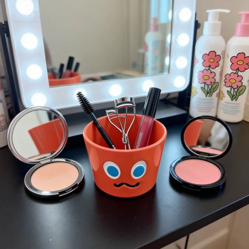 Cartoon Smiley Face Desktop Storage Bucket, Cute Large Capacity Multifunctional Pen Organizer for Students, Desk Storage Essential