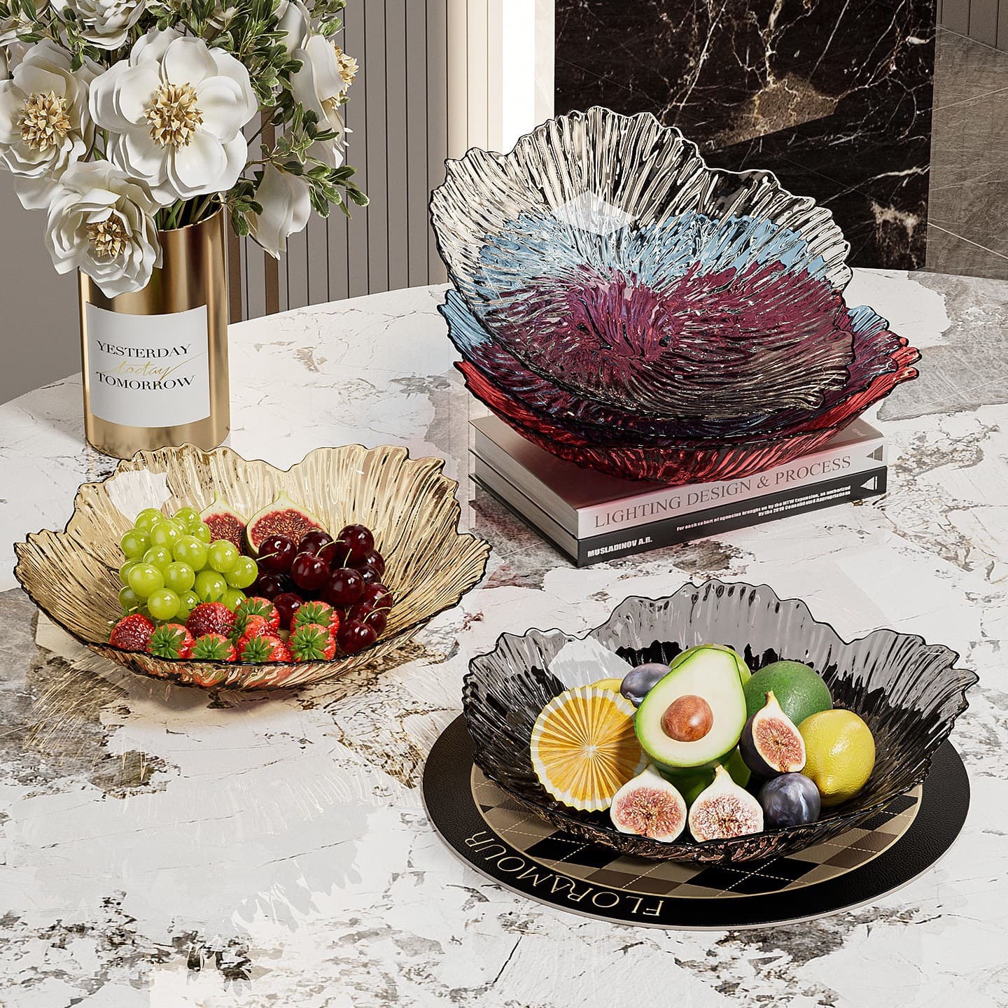 New Fruit Plate Premium Light Luxury Fruit Plate Living Room Coffee Table Plate Household Candy Plate Snack Plate Wholesale