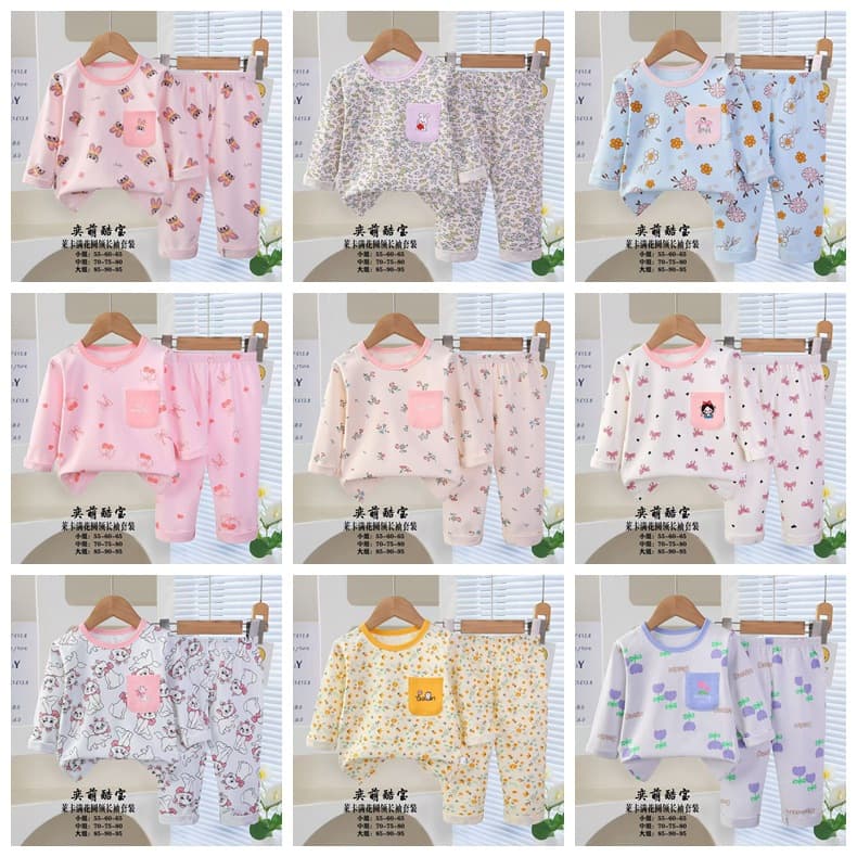 Kid's Pajamas 2026 Children's Sleepwear Casual Autumn Full-Pattern Long-Sleeve Top and Pants Home Wear