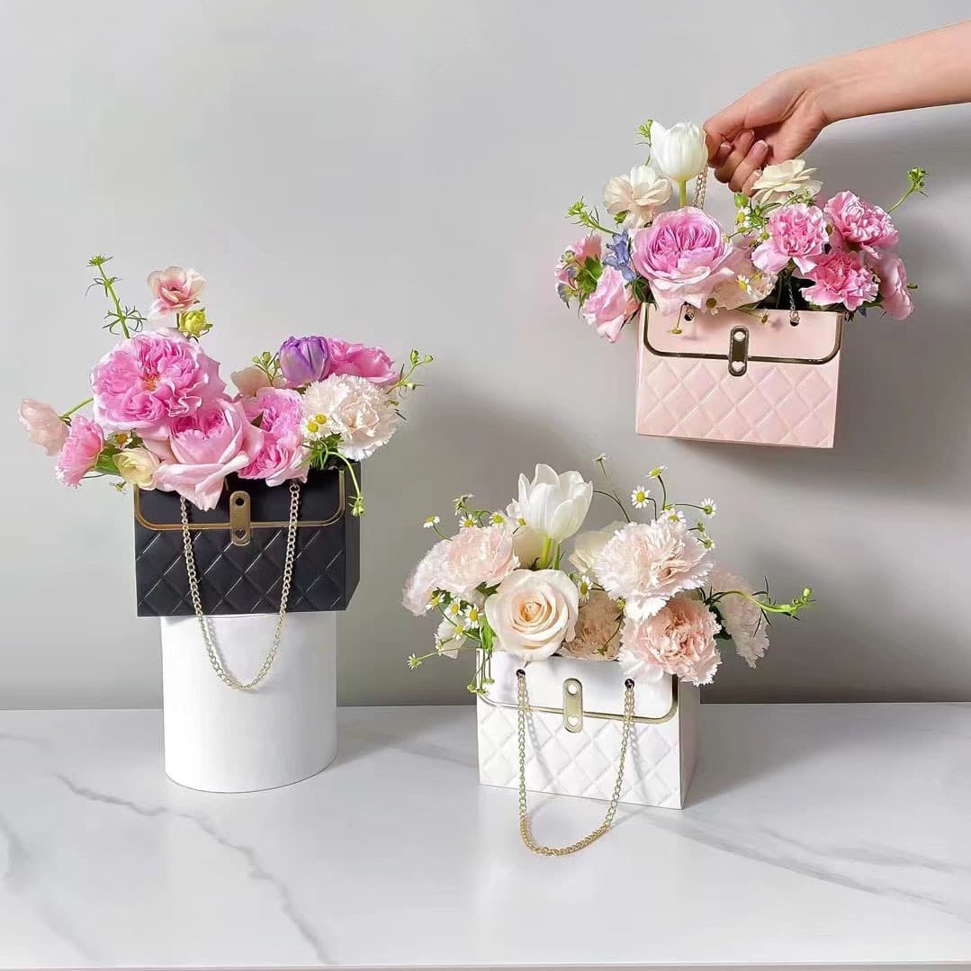Flower Handheld Packaging Bag, Teacher's Day Foldable Bouquet Handheld Flower Gift Box, Bouquet Flower Box Large Flower Basket