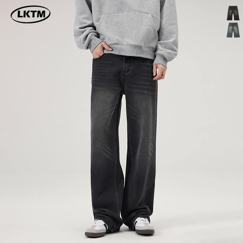 American Retro CleanFit Flared Jeans Men Loose Wide Leg Vibe Vintage Long Pants Straight Tube Jeans Cotton Casual Trousers