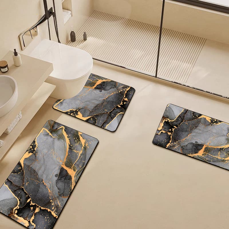 U-shaped toilet foot mat bathroom anti-slip three-piece set diatom mud absorbent mat household toilet carpet