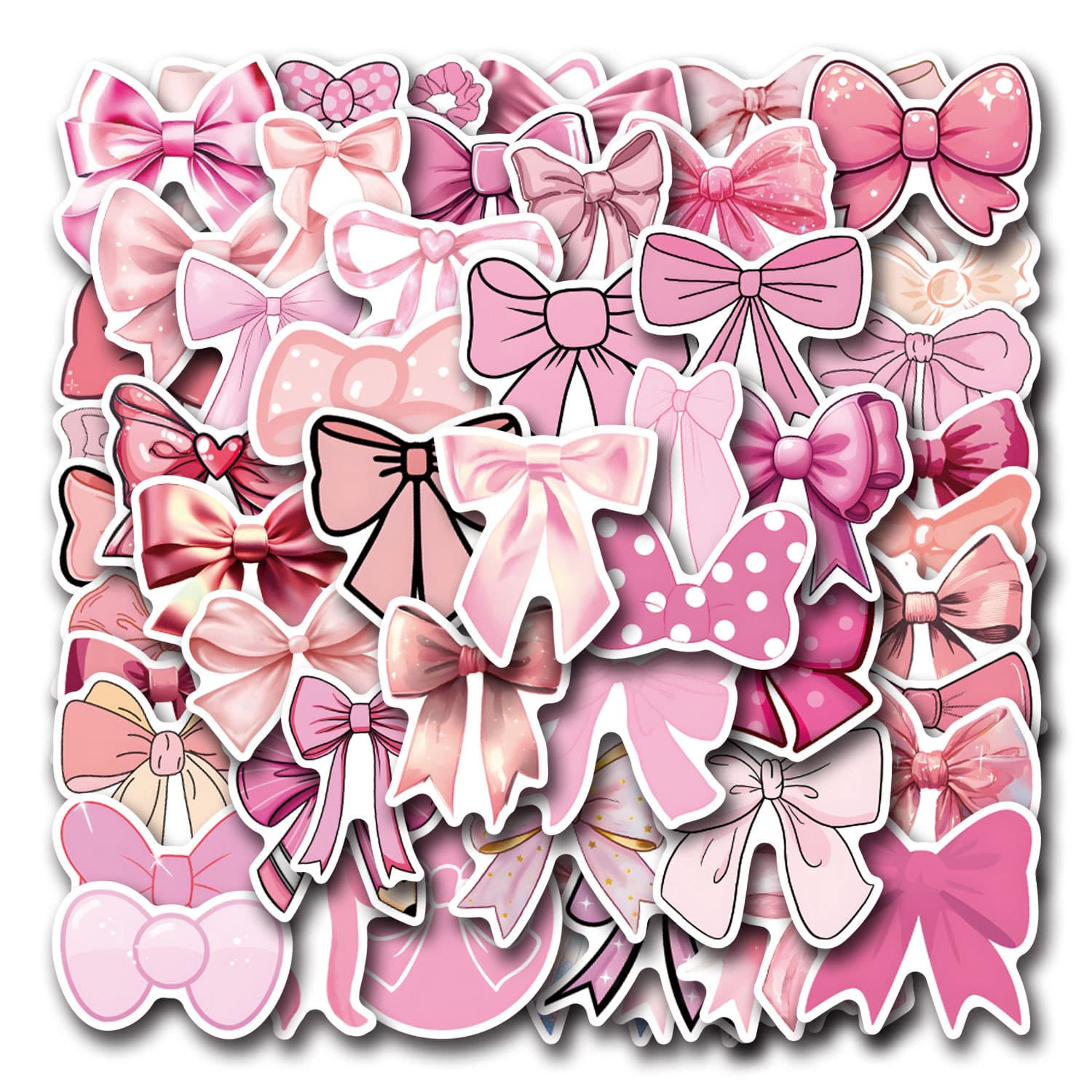 55pcs Cartoon Coquette Bows Graffiti Stickers DIY Decoration for Phone Laptop Waterproof Sticker