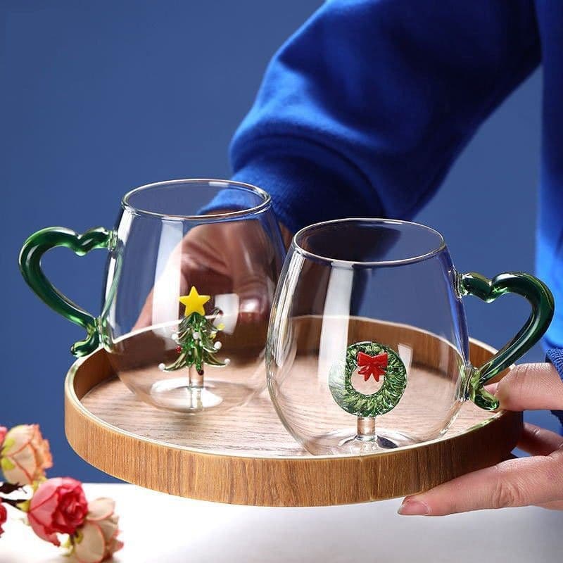 Christmas themed cup, snowman shaped cup, high borosilicate heat-resistant glass cup, creative three-dimensional mug, home coffee cup