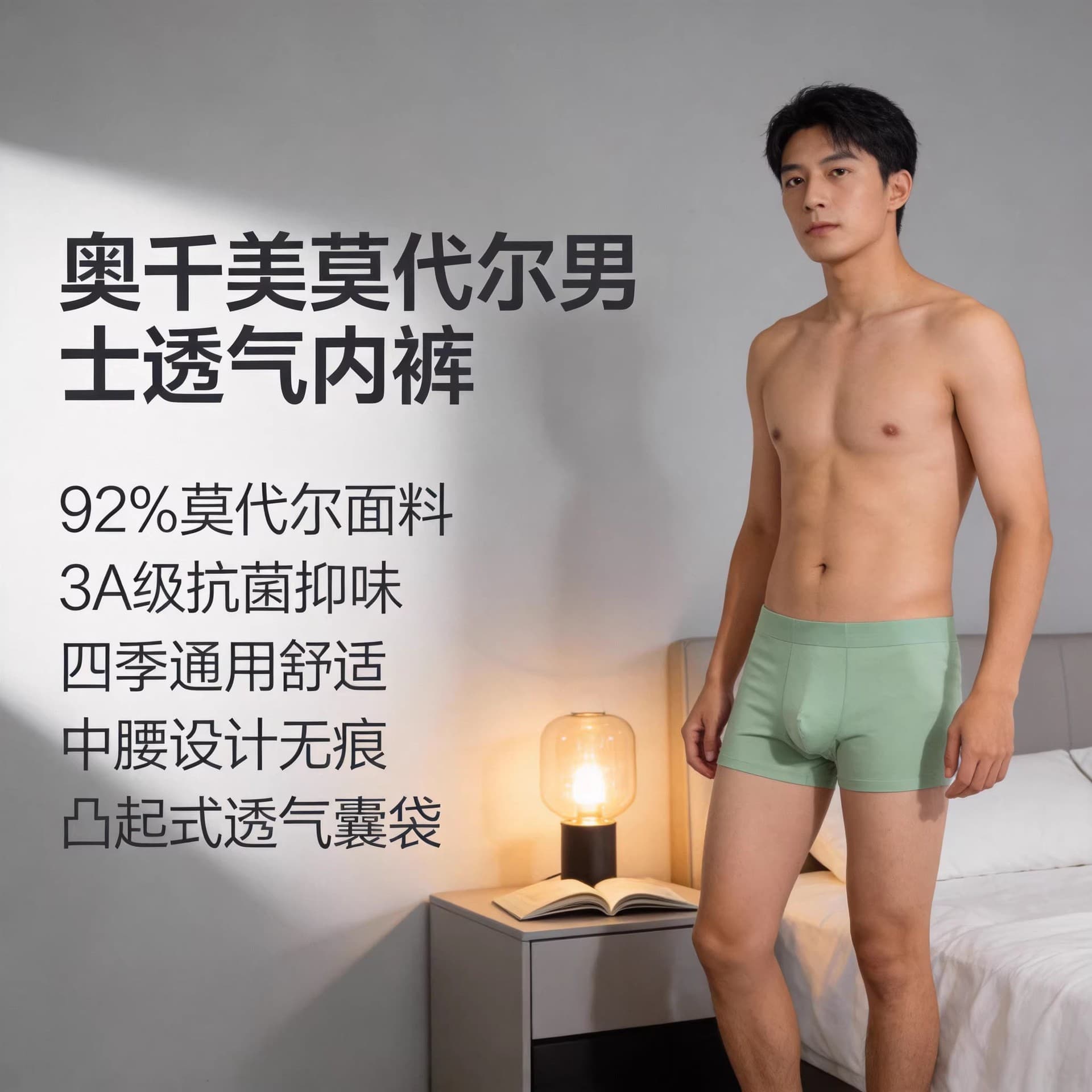 Men's Modal Breathable Boxer Briefs Solid Color Mid Waist Plus Size Seamless Comfortable Underwear Flat Angle Pants