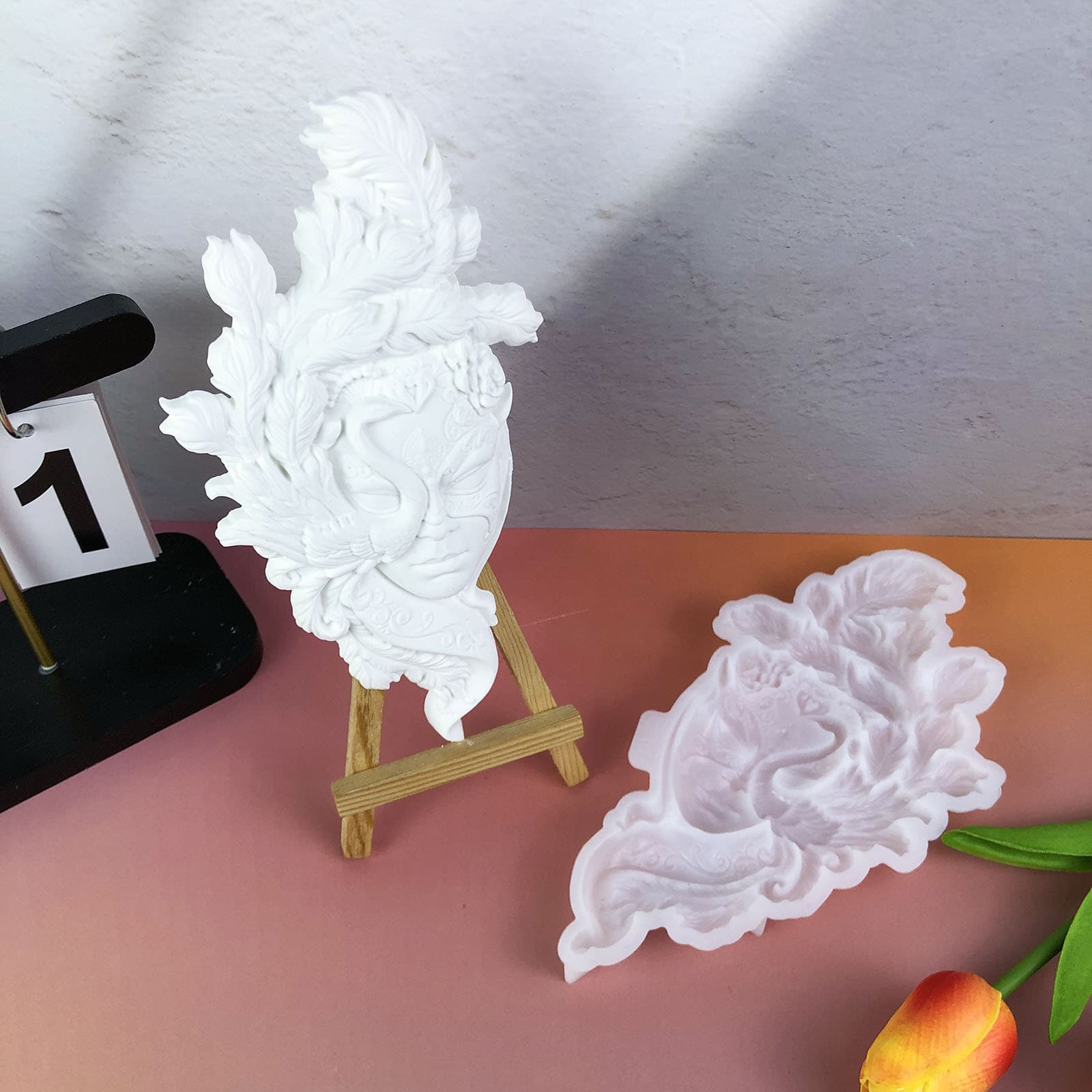 X0745 Gothic Witch Wall Hanging Decoration Cement Plaster Mold DIY Silicone Mold