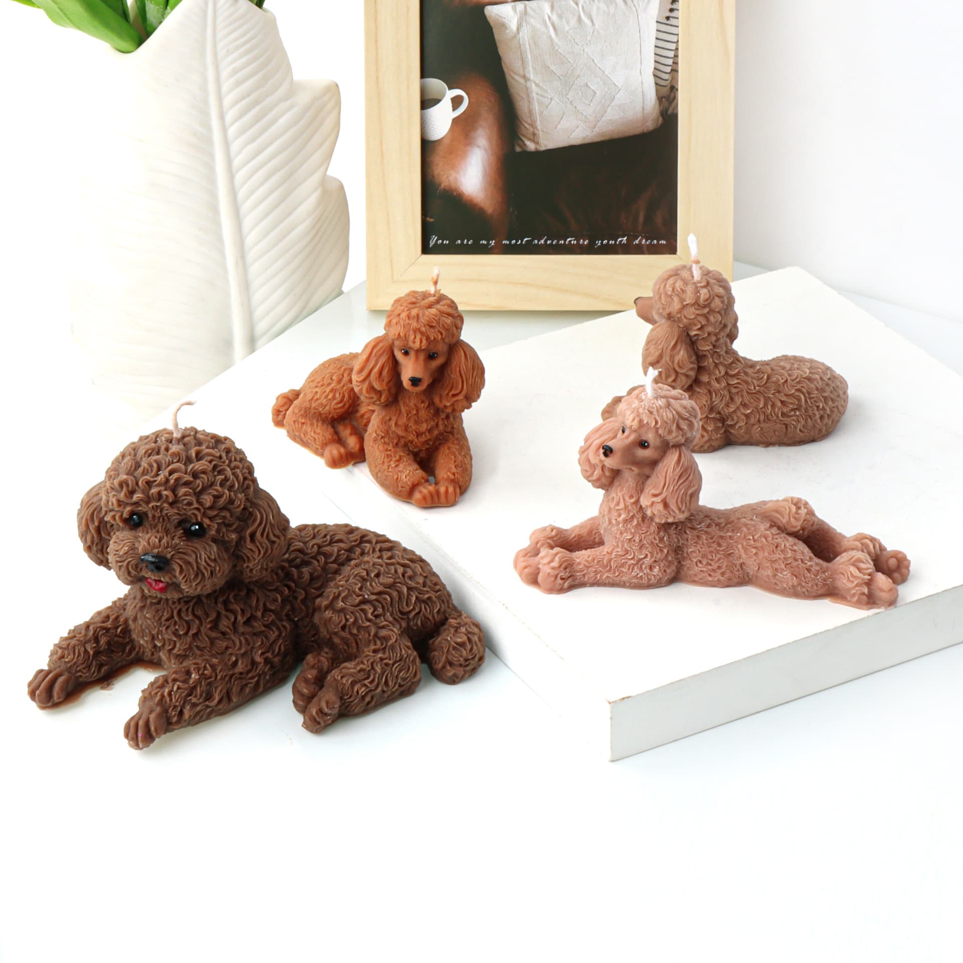 New Cross-Border Teddy Poodle Candle Mold Handmade Gypsum Ornament Aromatherapy Candle Silicone Mold Wholesale