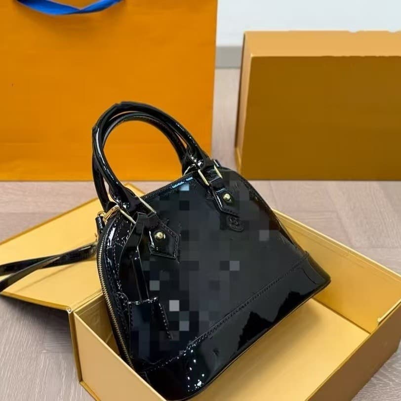 Cross-border Patent Leather Embossed Letter Shoulder Bag 2025 Spring High-end Fashion Shell Bag Trendy Textured Crossbody Bag for Women
