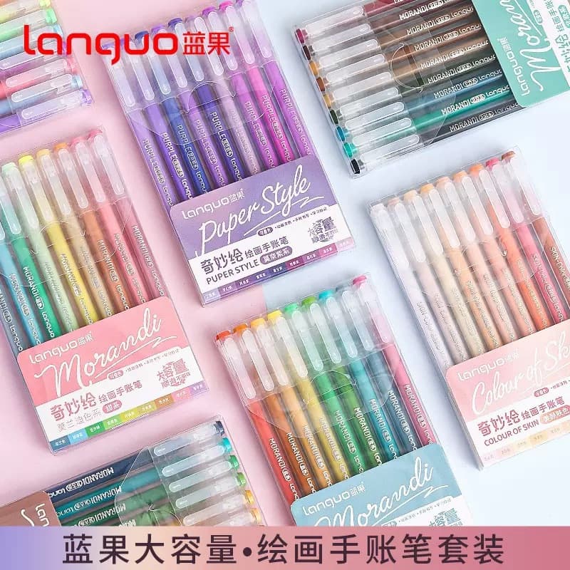 Languo hand account pen set large capacity hand account pen key pen graffiti coloring painting fluorescent marker pen gel pen