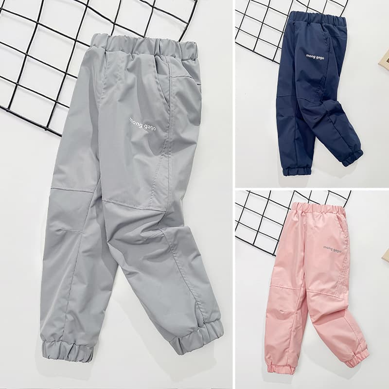 Girls Fleece Lined Windproof Waterproof Spring Autumn Skiing Pants Warm Long Trousers Polyester Fiber Sport Style No Zipper