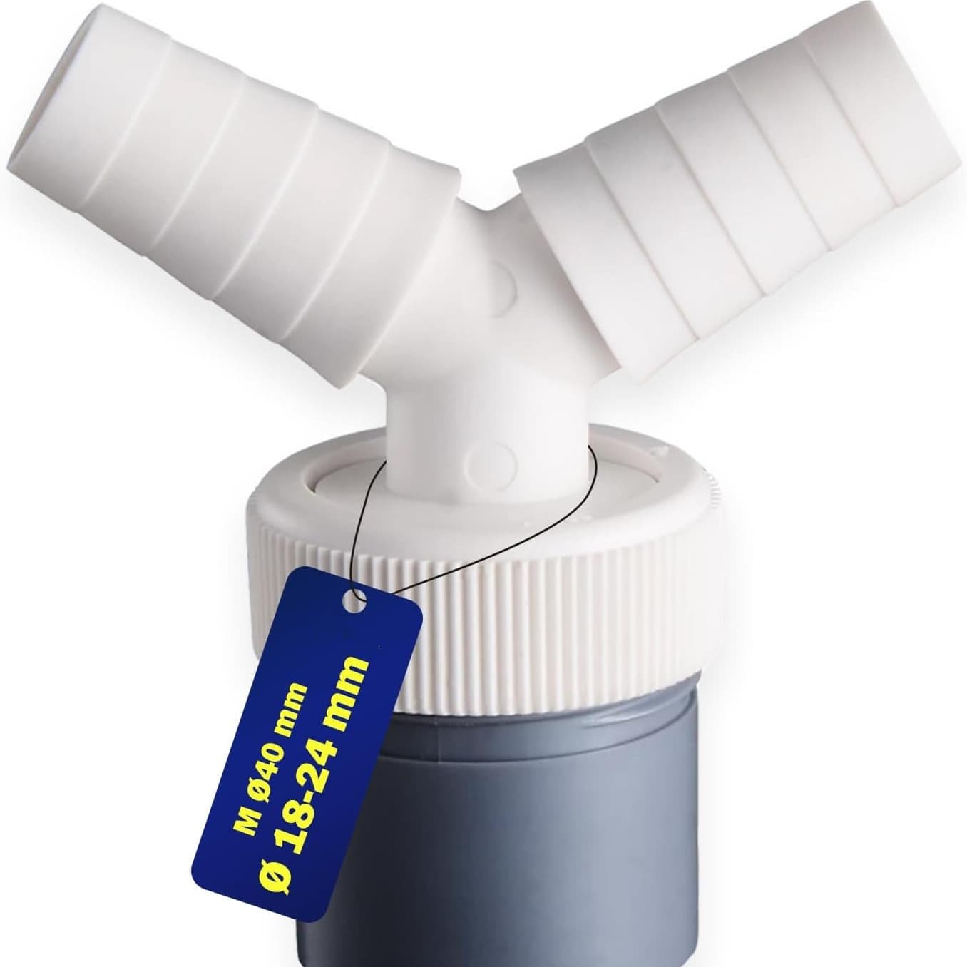 Washing Machine Drain Y-Adapter, 2-in-1 Connector for 40mm Extension Hose with Splitter