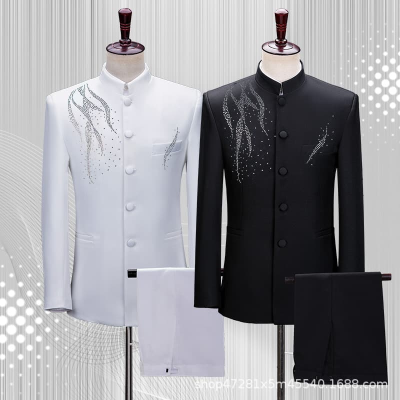 New Chinese style Chinese tunic suit for men, young men, teenagers, Republic of China style student hot diamond choir performance clothing, men's clothing