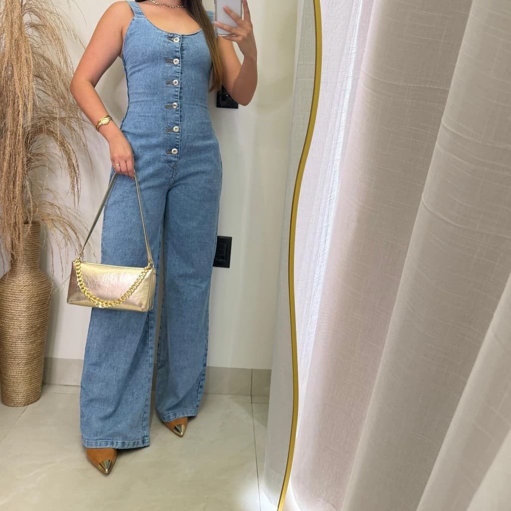 Cross-border Amazon European and American Style Denim Jumpsuit for Women Retro Single-Breasted Waist-Slimming Denim Long Pants