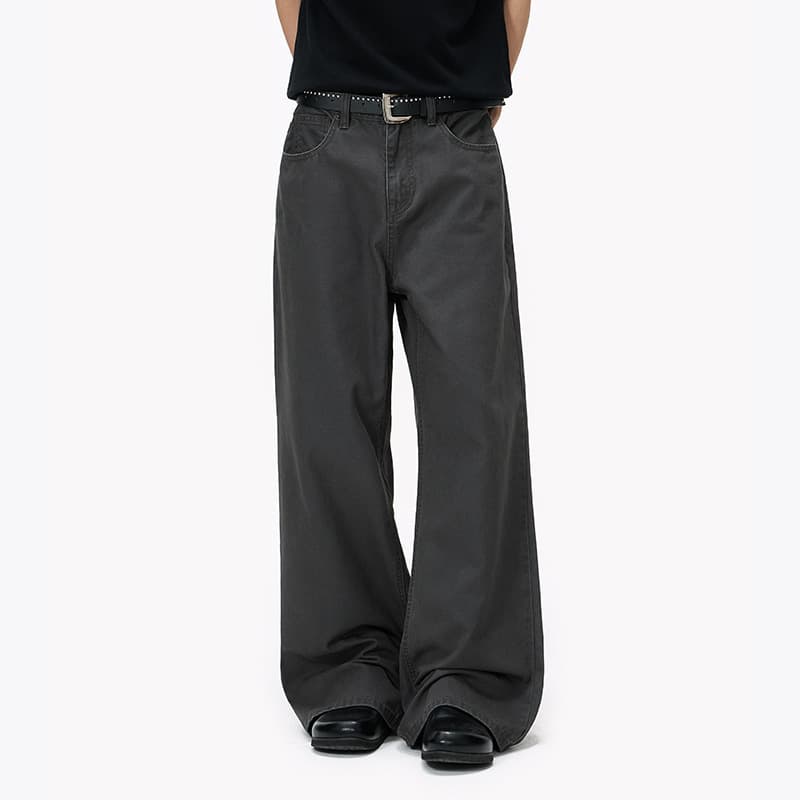 Ot Men's Spring and Summer Straight-Leg Casual Pants, Pure Cotton Breathable Slightly Flared Straight-Leg Pants, Loose Long Pants, Summer Thin Style