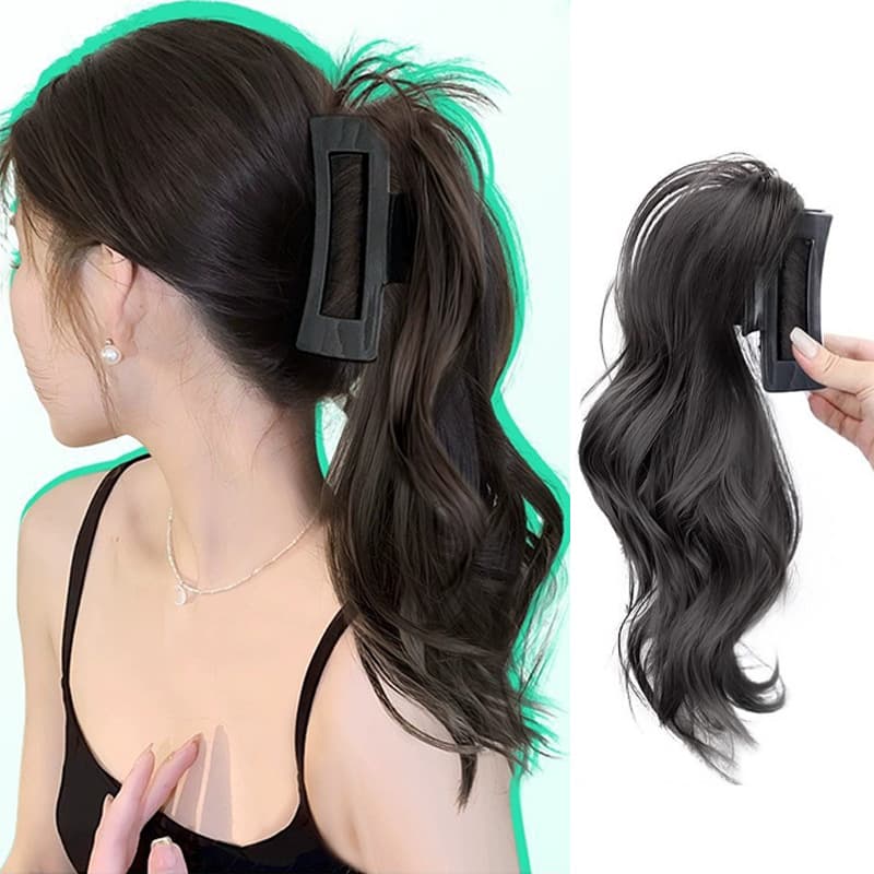 Ponytail Hairpiece with Black Shark Clip, Korean Style Natural Simulation Casual Ponytail Clip Hair Extension