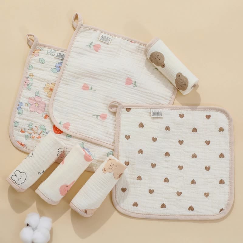 New Four-layer Gauze Infant Drool Bibs Baby Face Towel Mouth Wiping Square Towels Ultra-soft Hand Towels