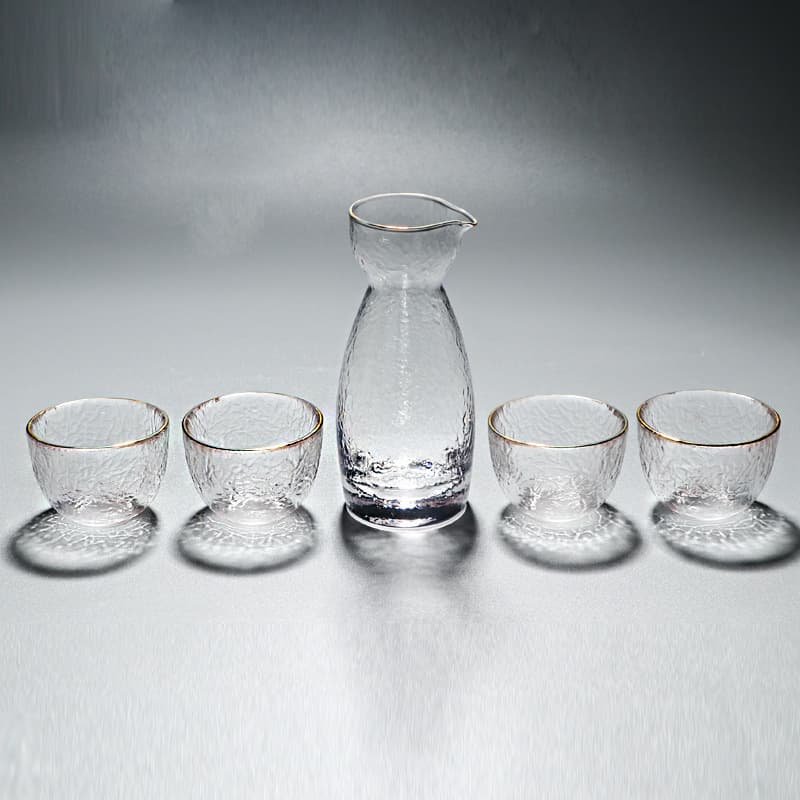 Japanese hammered sake jug glass wine warmer set household warm yellow wine hot wine jug white wine cup ice wine set ornaments