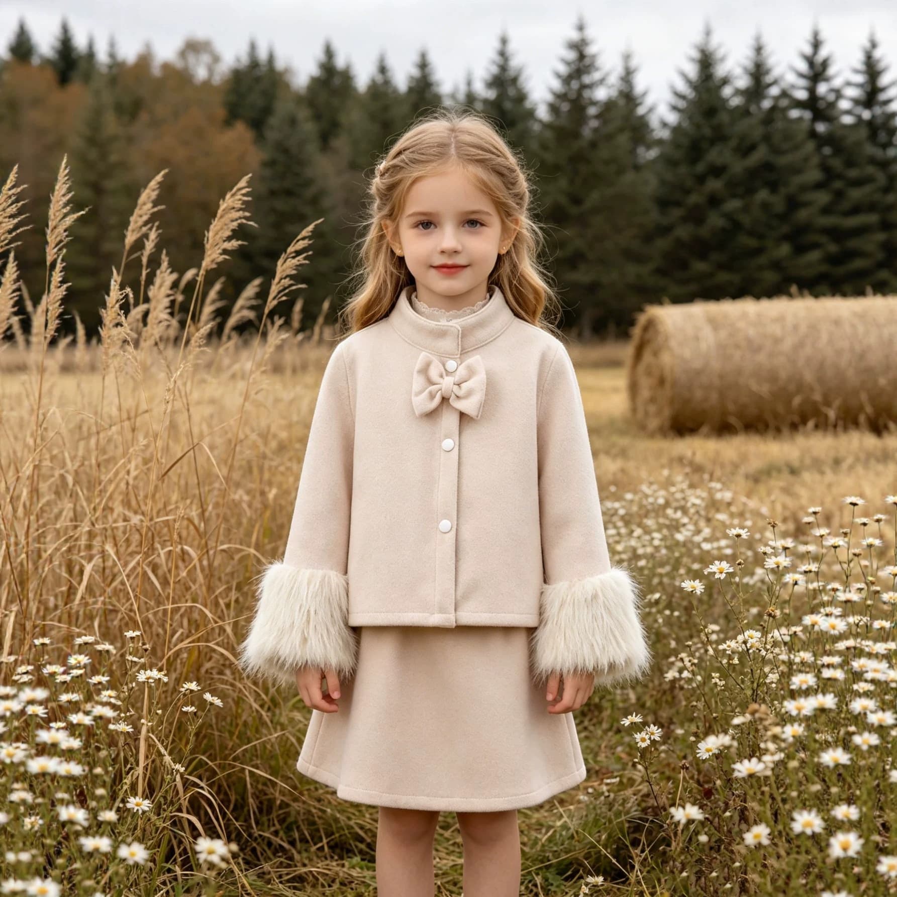 Girls and children's clothing autumn and winter suits children's suits girls Xiaoxiangfeng fur suits children's skirts skirt suits