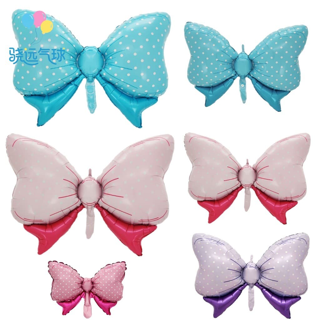 Candy-shaped Blue Pink Purple Bow Aluminum Foil Balloon Birthday Party Polka Dot Large Bow Decoration Balloon