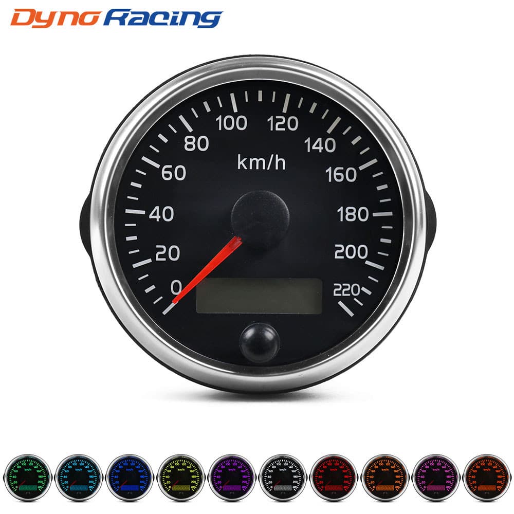 Car Modification 85MM Speedometer Odometer 2-in-1 LCD Instrument Car Speed Gauge 220km/h