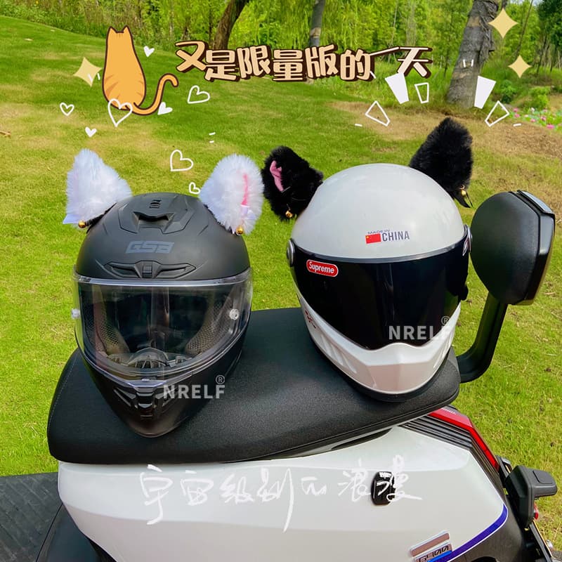 Fashion Helmet Decorations Cute Female Rider Motorcycle Electric Helmet Detachable Plush Cartoon Ears