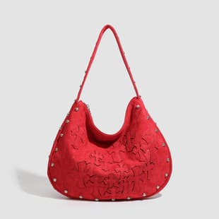 Women's Bag 2025 New Vintage Style Punk Matte Cowhide Rivet Cross Fashion Women's Underarm Bag Shoulder Bag