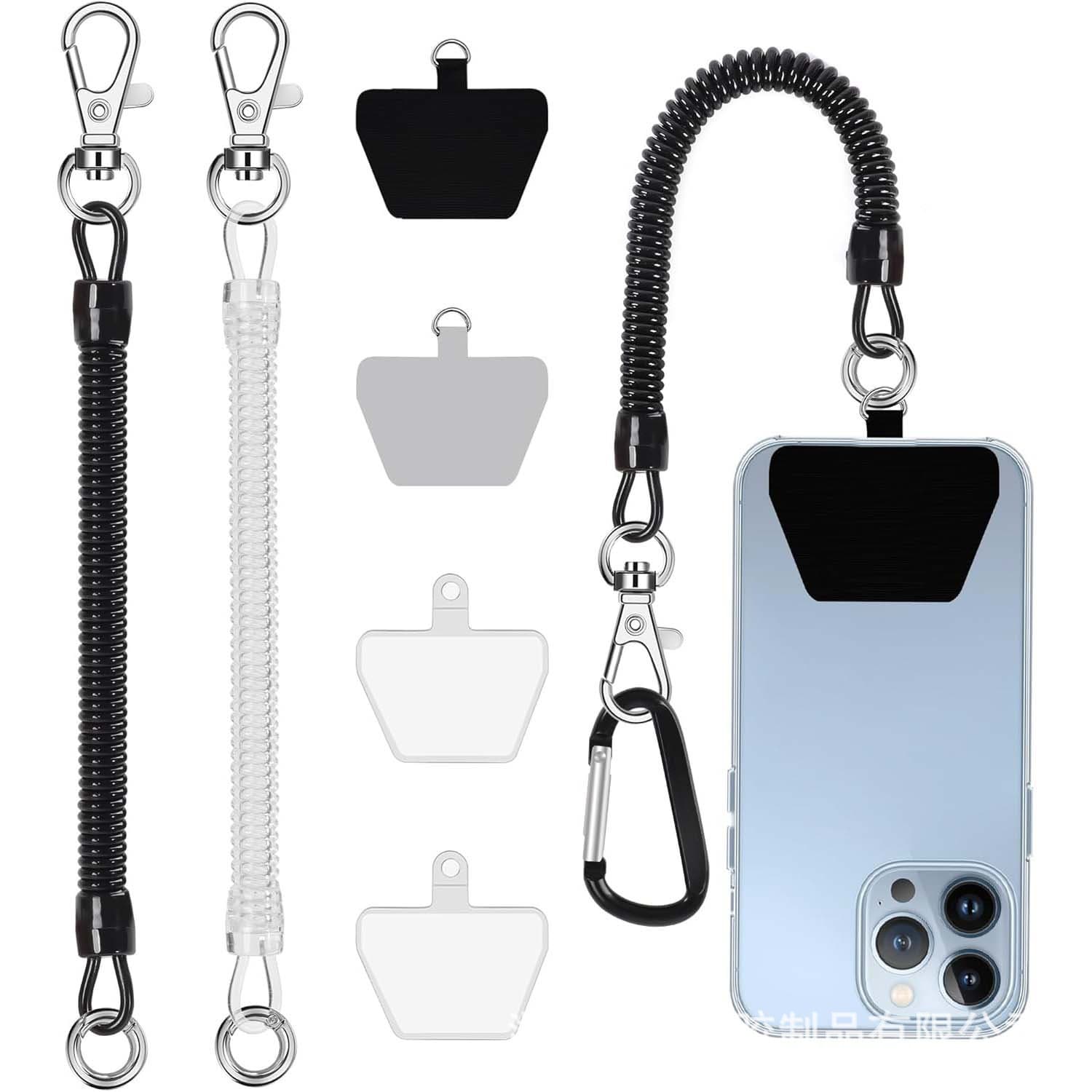 Spring Anti-Lost Rope Mobile Phone Lanyard Outdoor Carabiner Phone Case Pad Set Retractable Elastic Anti-Chain Accessory