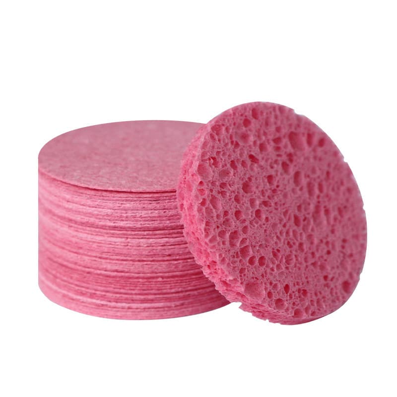 Cross-border Exclusive Wood Pulp Cotton Facial Cleansing Puff Round Compressed Powder Puff Cleansing Facial Makeup Remover Biodegradable Wood Pulp Sponge