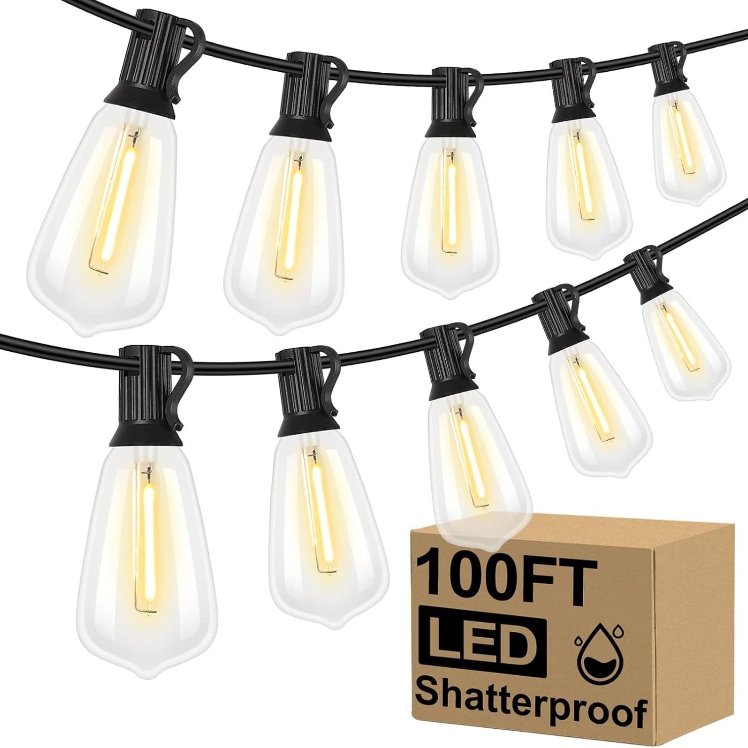 Hot selling ST38 outdoor string lights US standard plug-in outdoor waterproof string lights 30 meters 50 lights retro st38 string lights