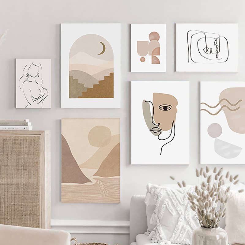 Cross-border Abstract Living Room Canvas Wall Art Boho Style Home Decor for Living Room Bedroom Frameless Poster Print