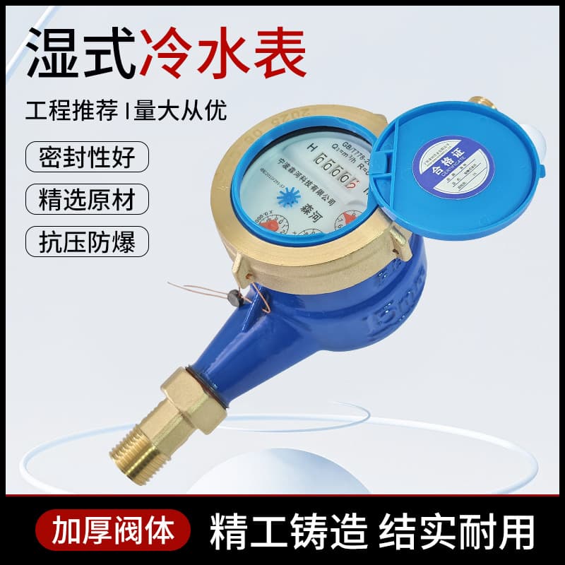 Water meter manufacturer, 4-point household rental property wet rotary screw mechanical cold water meter, hot and cold tap water meter