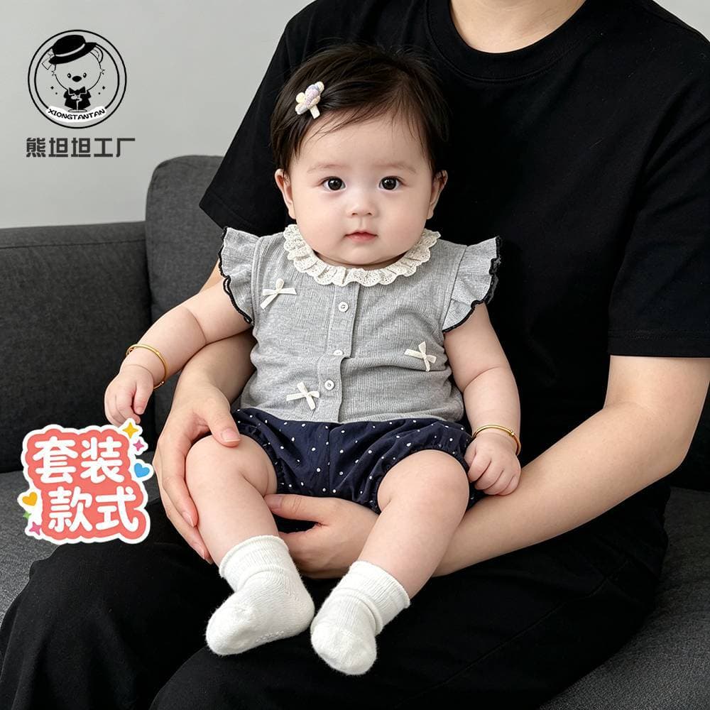 Girls Summer Suit Baby Girl Thin Outing Sleeveless Princess Style Top Shorts Two-piece Set Baby Clothes