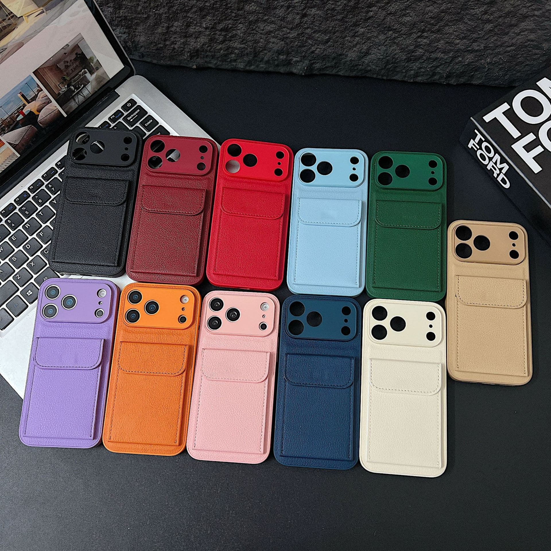 Leather Card Slot Phone Case Compatible with iPhone 17 Pro Max, iPhone 16 Card Holder 13/14 Protective Cover 16 Pro Women