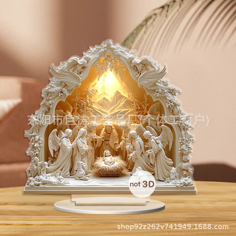 2D Flat Acrylic White Scene Home Decoration Ornament for Living Room Entryway Desktop
