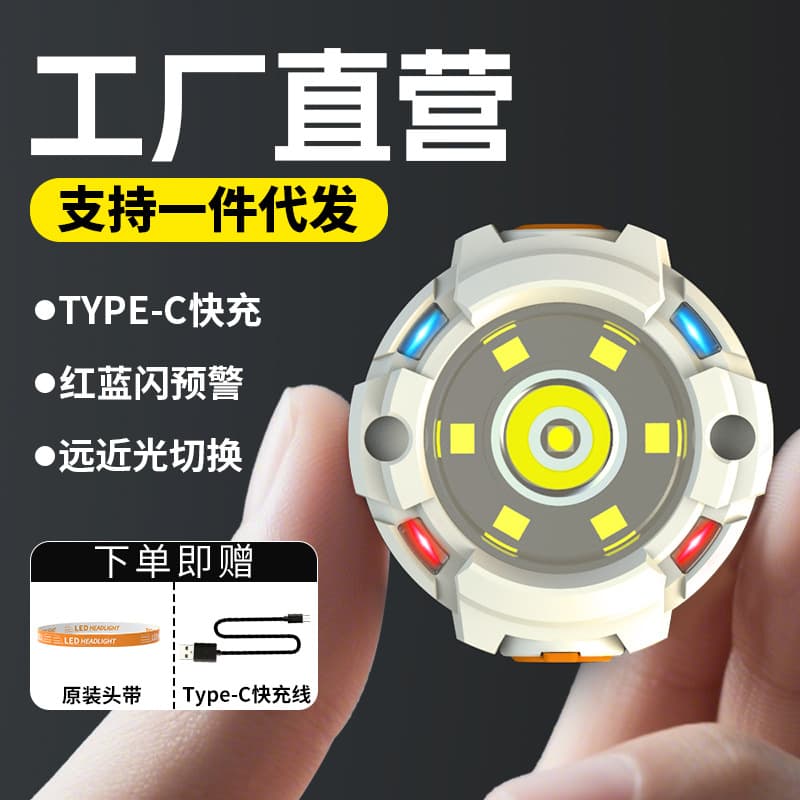 Cross-border popular mini small headlamp strong light rechargeable portable outdoor mountaineering hat clip lamp home emergency lighting