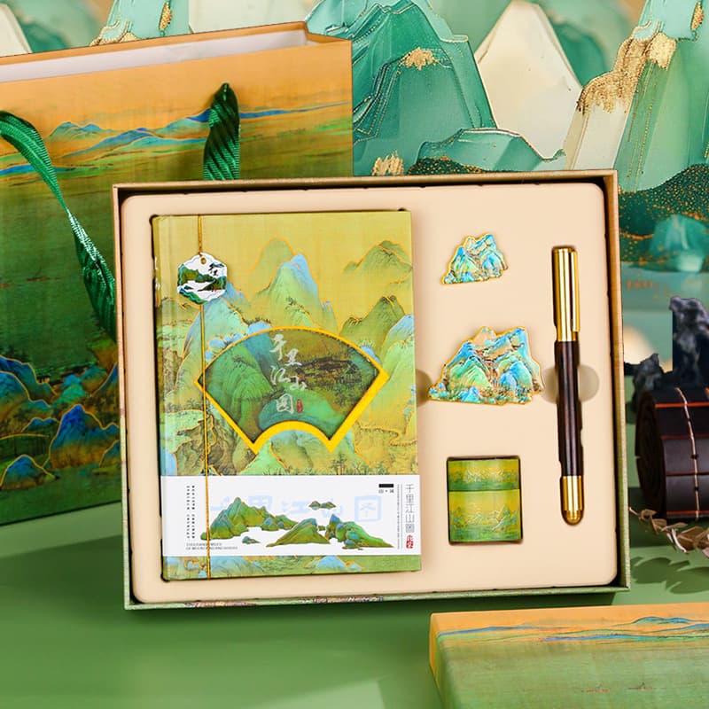New National Trend Business Gift Set Thousand Miles River Mountain Notebook Pen Box Chinese Style Annual Meeting Gift Box