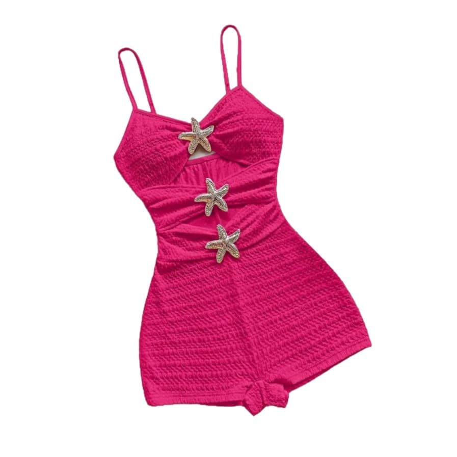 2026 New Summer Casual Hollow Starfish Decor Strapless Jumpsuit Beach Romper for EU/US Market