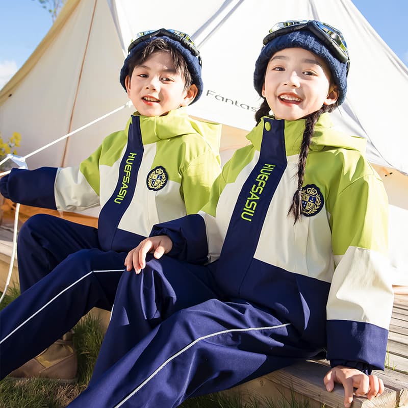 School Uniform Set Jacket Three-Piece Winter Autumn Green Kindergarten Children Warm Coat