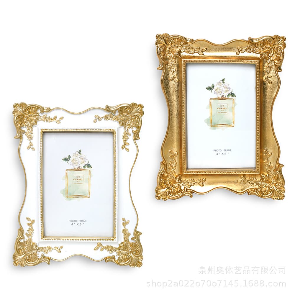 European Vintage Home Decor Craft Gift Photo Studio Display Stand or Wall Hanging 6-Inch Wedding Photo Frame Resin Creative Picture Frame