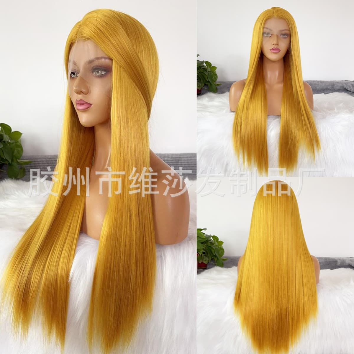 European and American Blonde Hand-Tied Lace Front Wig 13x4 Long Straight Hair Front Lace Wigs Blonde Manufacturer