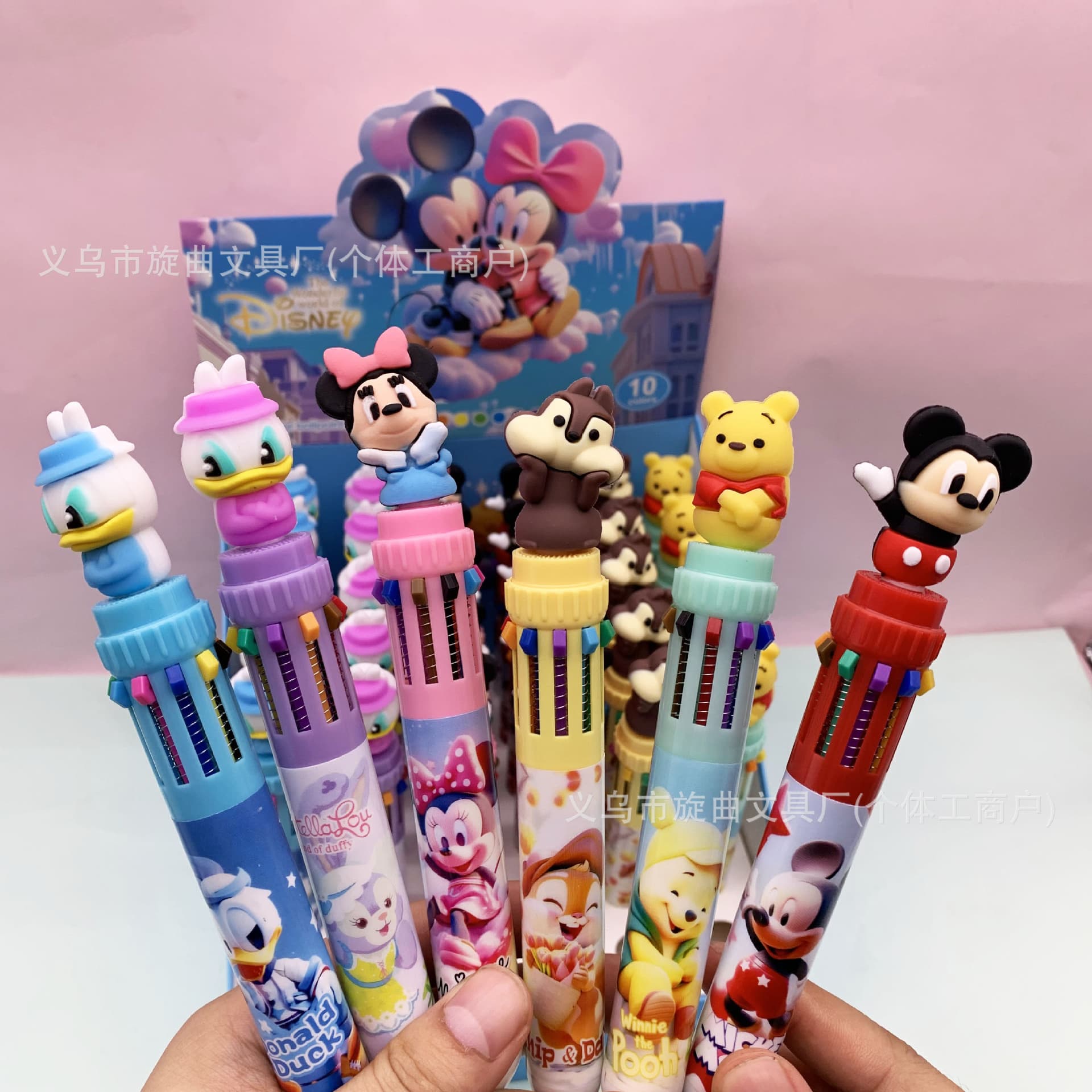Foreign trade cartoon variety of ten-color ballpoint pens, super cute and cute Mickey Mouse peripheral multi-color pocket pens for smooth writing