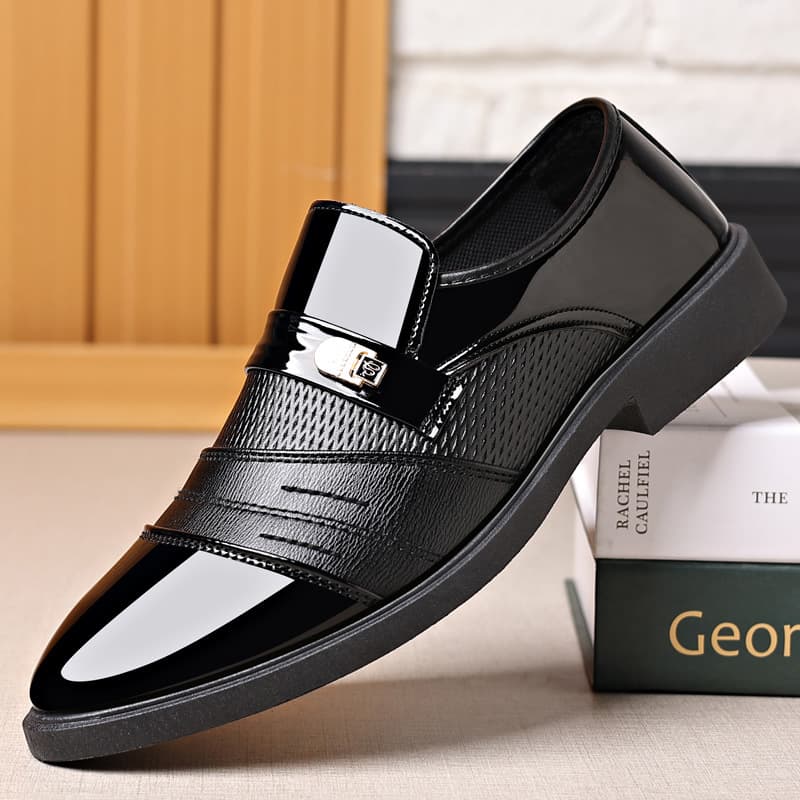 2025 New Cross-border Men's Patent Leather Shoes Casual Business Formal Shoes Large Size Versatile Mirror Shoes