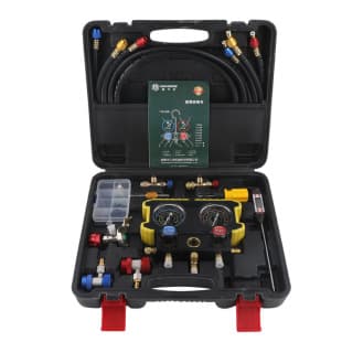 Automotive Air Conditioning Charging Gauge Refrigerant Pressure Gauge R134a Refrigerant Dual Gauge Valve Air Conditioning Repair Tool Equipment Home Use