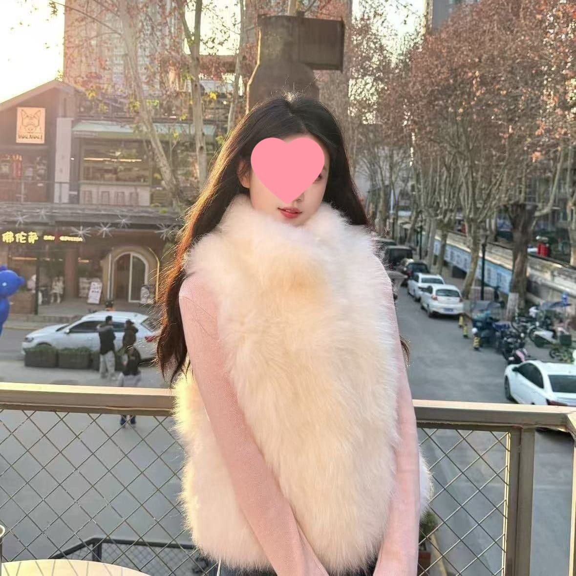 Cozy Textured Drop-Shoulder Fur Vest Women's Versatile Faux Fox Fur Sleeveless Jacket